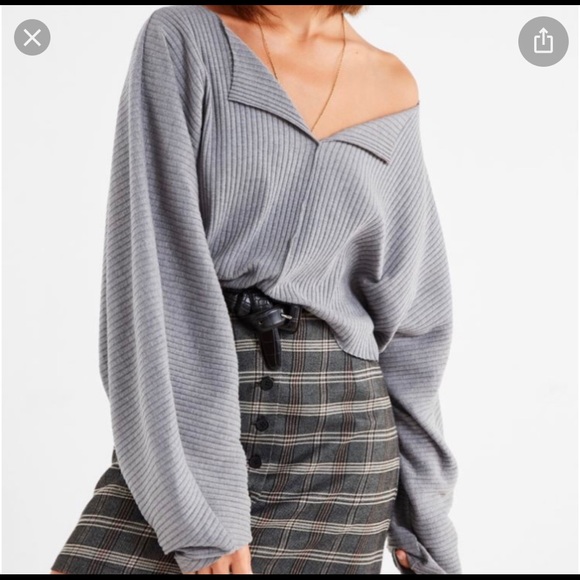 Urban Outfitters Sweaters - kimchi blue riki ribbed cropped top (grey)